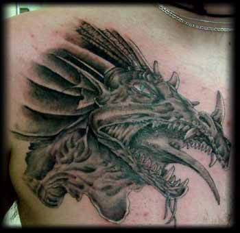 Tattoos - Fantasy Dragon tattoos - DRAGON HEAD